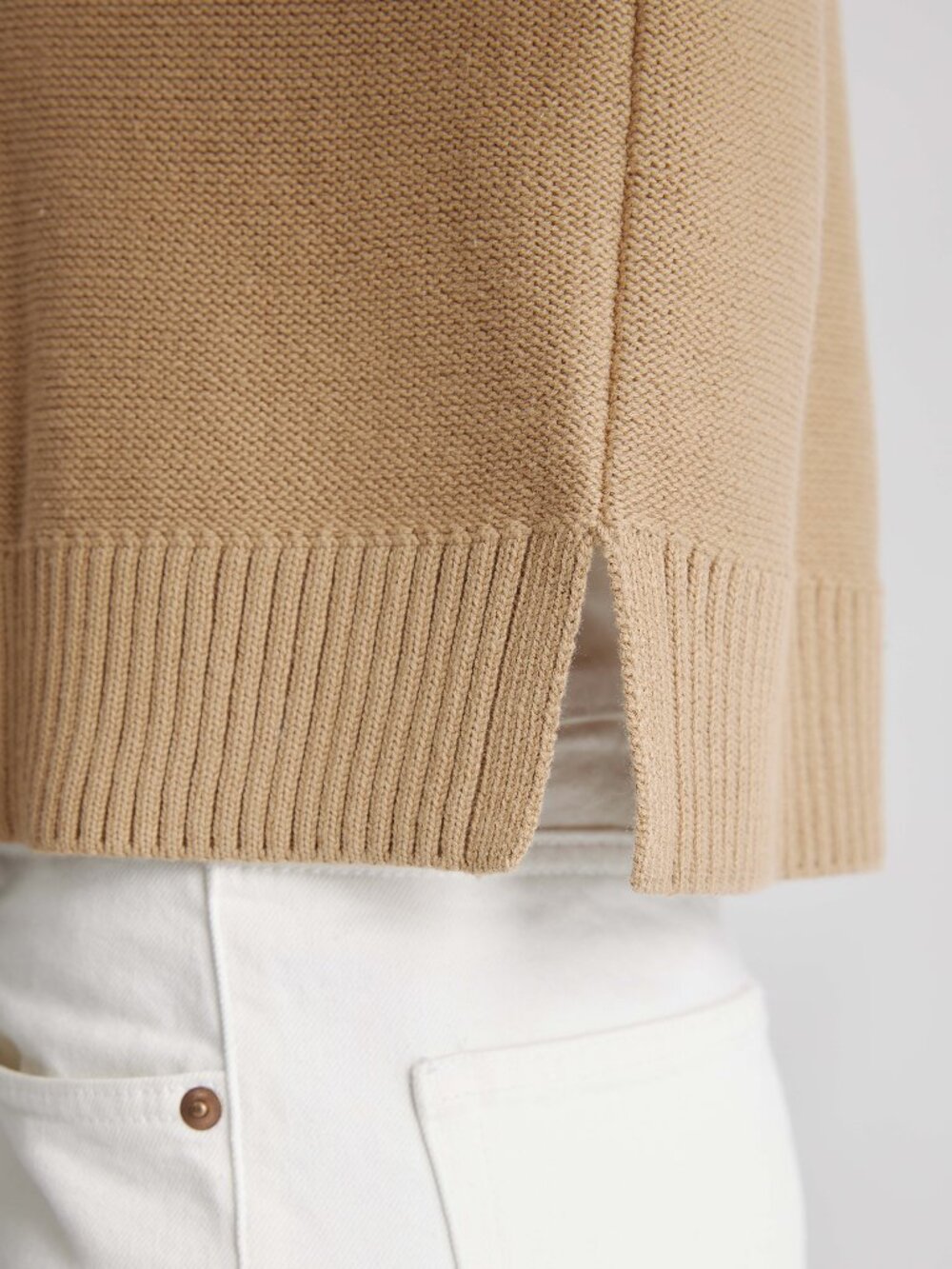 Organic Cotton Cropped Cardigan in Camel - Picture 6 of 10